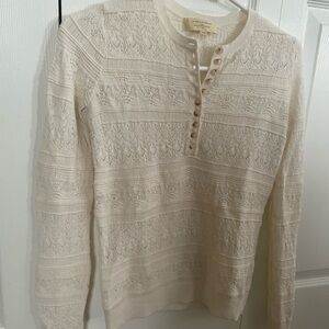 Sezane cream lacy merino top - xxs